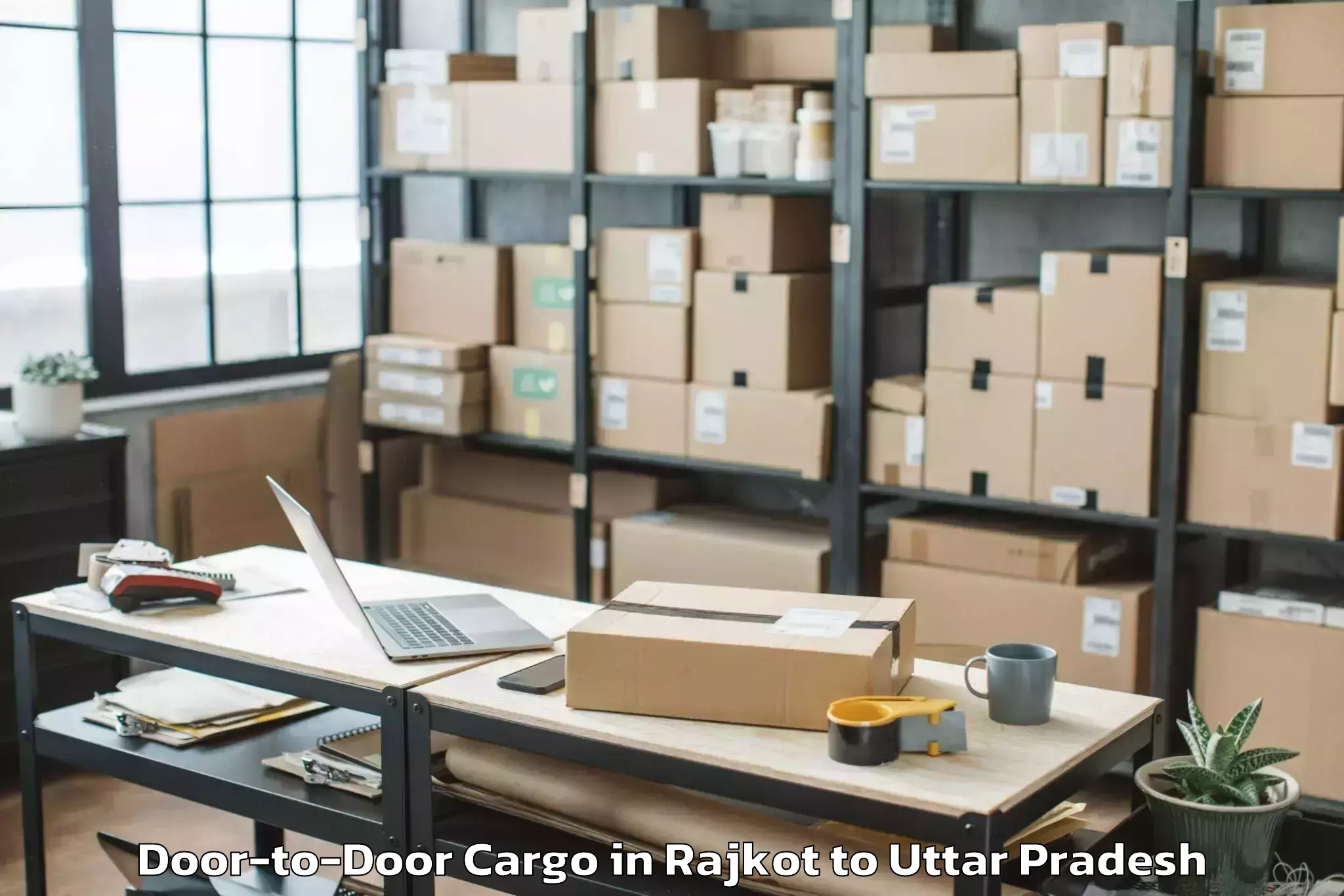 Leading Rajkot to Etmadpur Door To Door Cargo Provider